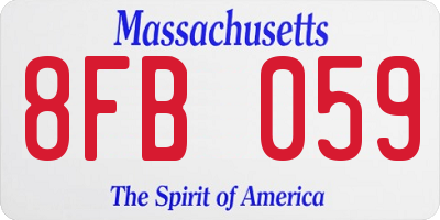 MA license plate 8FB059
