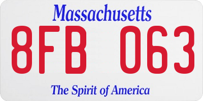 MA license plate 8FB063