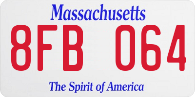 MA license plate 8FB064