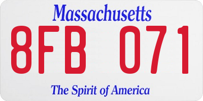 MA license plate 8FB071