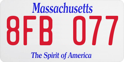 MA license plate 8FB077