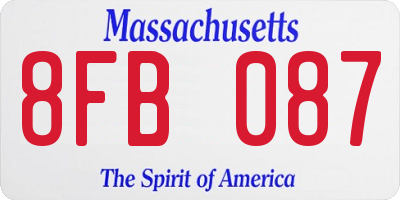 MA license plate 8FB087