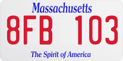 MA license plate 8FB103