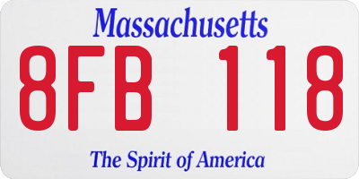 MA license plate 8FB118