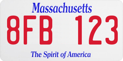 MA license plate 8FB123