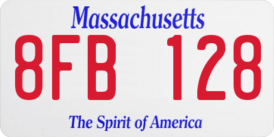 MA license plate 8FB128