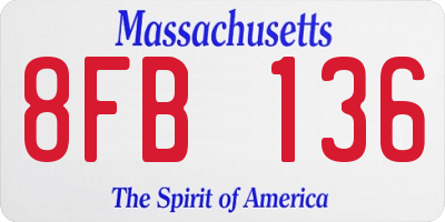 MA license plate 8FB136