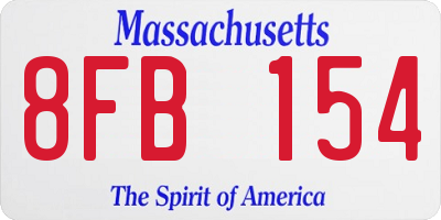 MA license plate 8FB154