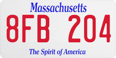 MA license plate 8FB204