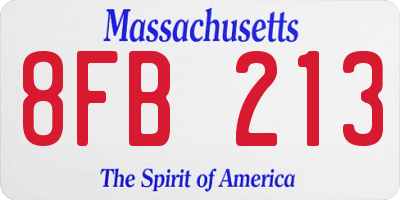 MA license plate 8FB213