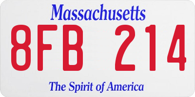 MA license plate 8FB214