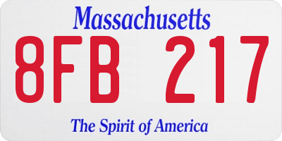 MA license plate 8FB217