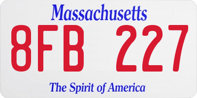 MA license plate 8FB227