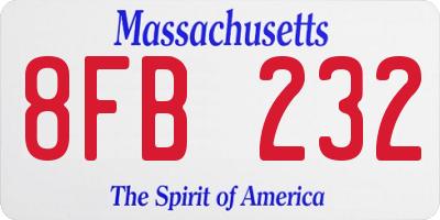 MA license plate 8FB232