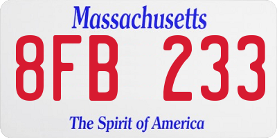 MA license plate 8FB233
