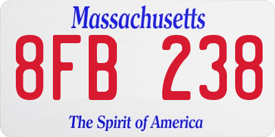 MA license plate 8FB238