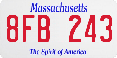 MA license plate 8FB243