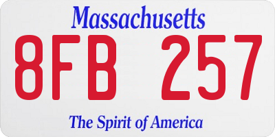 MA license plate 8FB257
