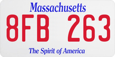MA license plate 8FB263
