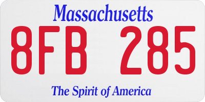 MA license plate 8FB285