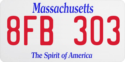 MA license plate 8FB303
