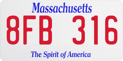 MA license plate 8FB316