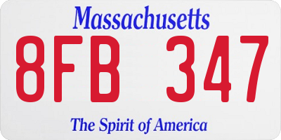 MA license plate 8FB347