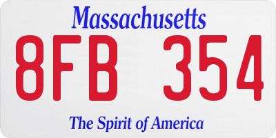 MA license plate 8FB354