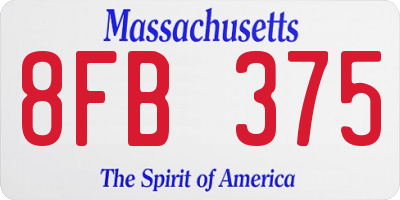 MA license plate 8FB375