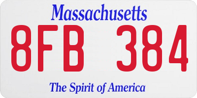 MA license plate 8FB384