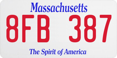 MA license plate 8FB387