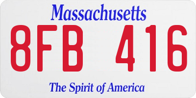 MA license plate 8FB416
