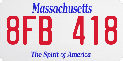 MA license plate 8FB418