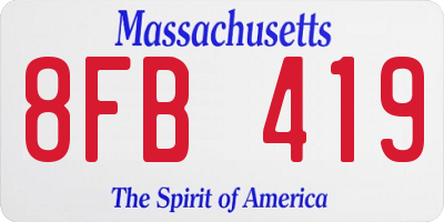 MA license plate 8FB419