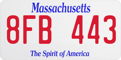 MA license plate 8FB443