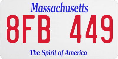 MA license plate 8FB449