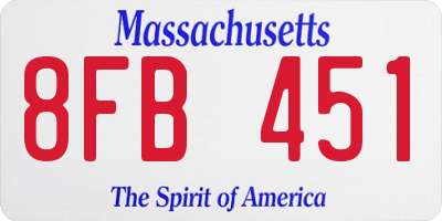 MA license plate 8FB451