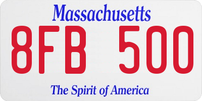 MA license plate 8FB500
