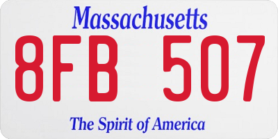 MA license plate 8FB507