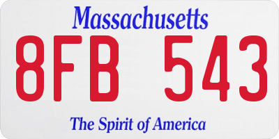 MA license plate 8FB543