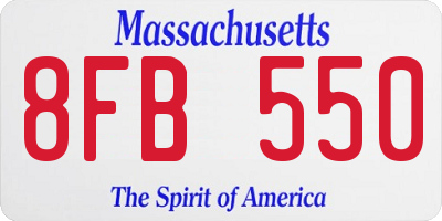 MA license plate 8FB550