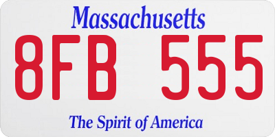 MA license plate 8FB555