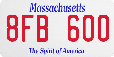 MA license plate 8FB600