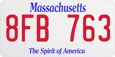 MA license plate 8FB763