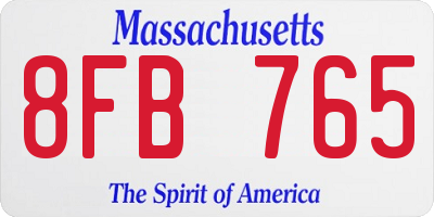 MA license plate 8FB765