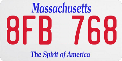 MA license plate 8FB768