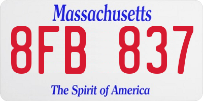 MA license plate 8FB837