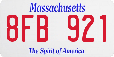 MA license plate 8FB921