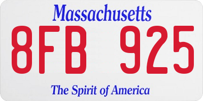 MA license plate 8FB925