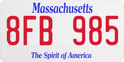 MA license plate 8FB985